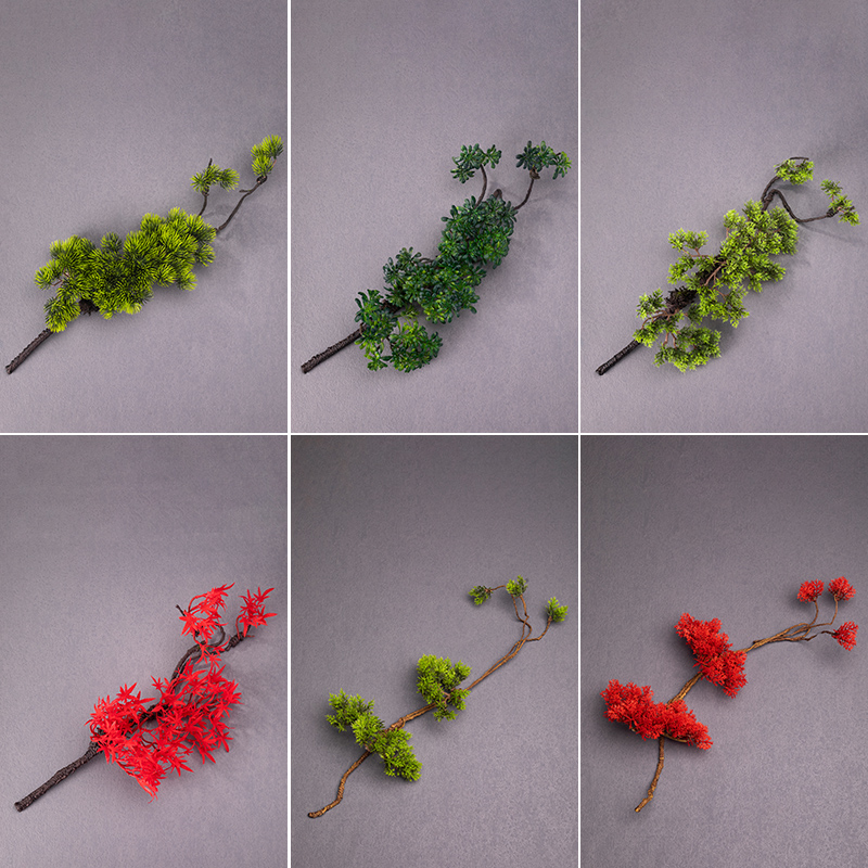 創意中式盆景塑料樹葉仿真松柏葉綠植桌面擺件 (6.8折)