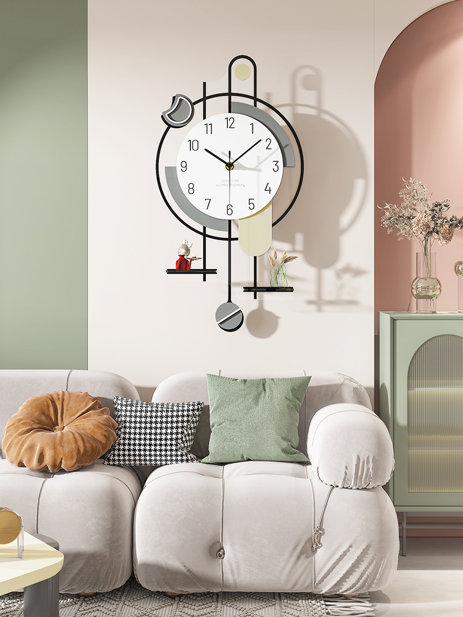 簡約現代壓克力掛鐘裝飾燈客廳時尚創意網紅時鐘