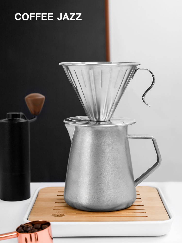 歐式復古不鏽鋼分享壺手沖咖啡壺攜帶戶外咖啡器具 (8.3折)