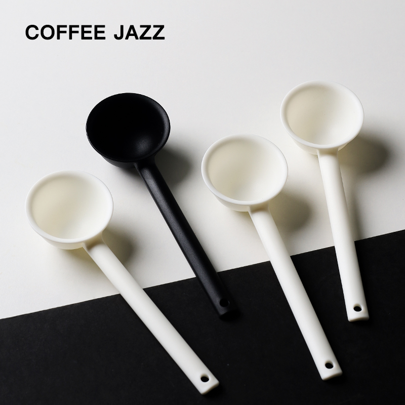 coffee jazz 黑色或白色長柄奶粉果粉勺咖啡粉定量勺子10g小勺子