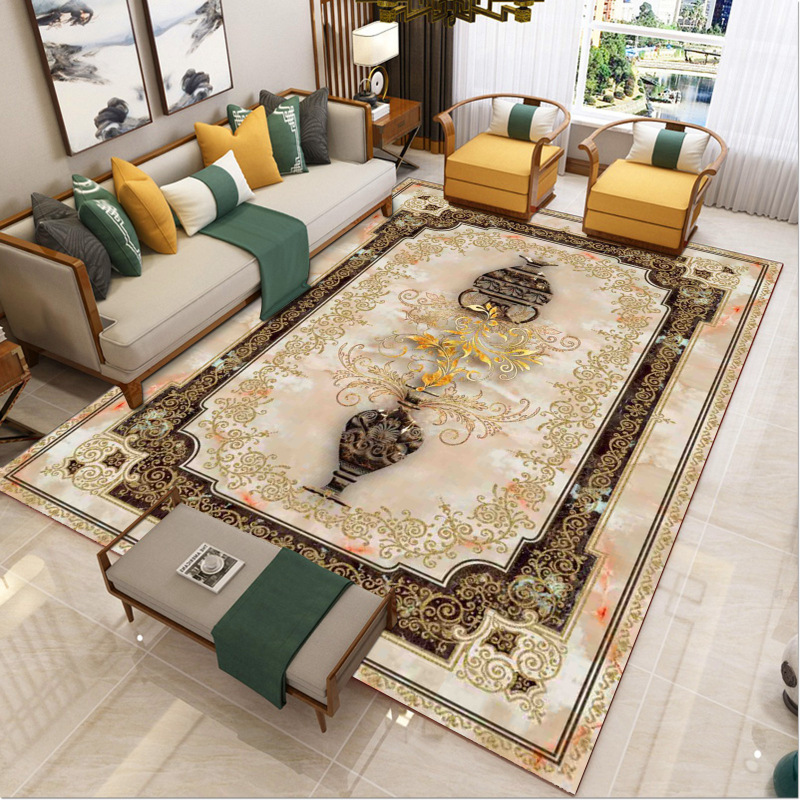 大理石質感居家地毯多門尺寸選擇打造奢華客廳臥室氛圍