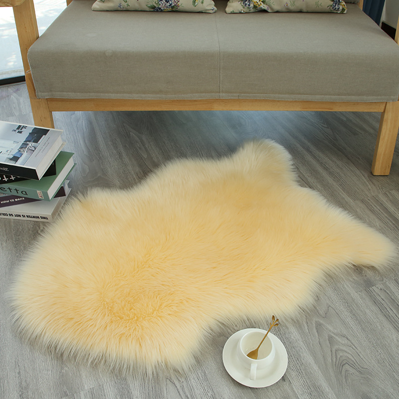 長毛絨皮形仿羊毛地毯臥室客廳地墊飄窗軟墊坐墊 (8.3折)