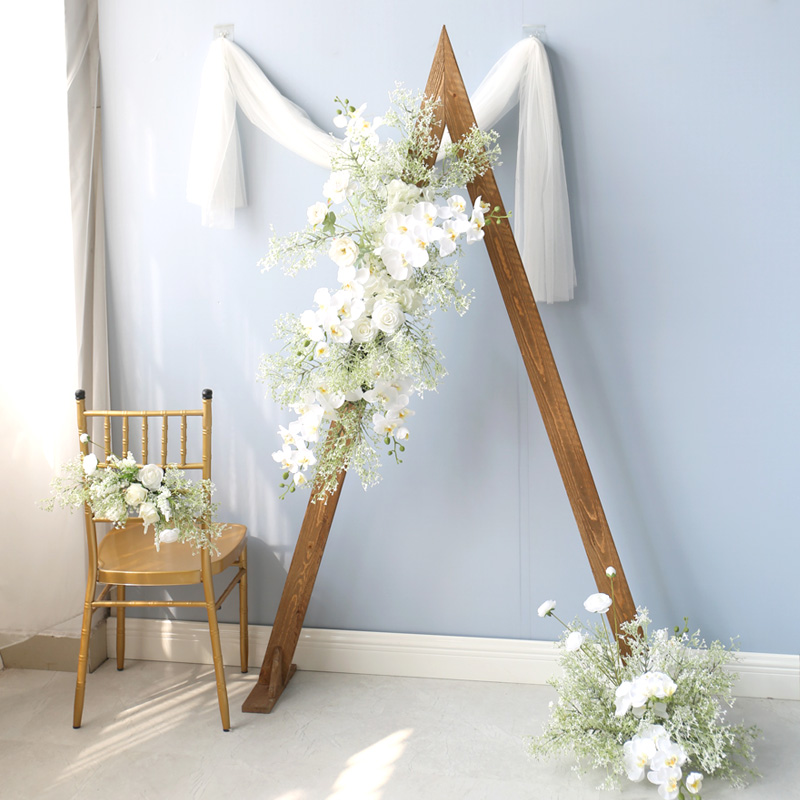 森林系婚禮佈置 白色滿天星絹花 婚紗背景假花牆 裝飾花卉拱門 (8.3折)