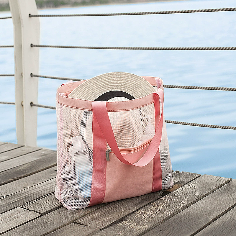 韓式風沙灘包旅行收納手提袋游泳洗漱包網格儲物袋