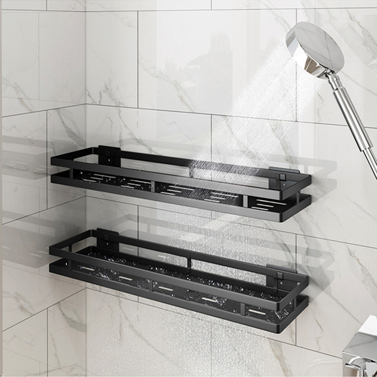 免打孔浴室置物架不鏽鋼材質北歐風格單層設計打造簡約衛浴空間