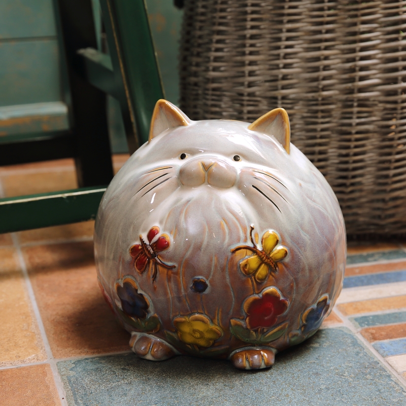 精緻美式鄉村可愛陶瓷龍貓擺件打造高檔藝術居家風格