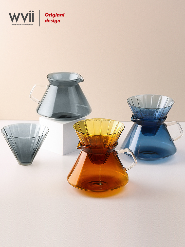 北歐風玻璃創意彩色V60過濾杯雲朵分享壺美式手衝咖啡壺器具套裝 (4.2折)