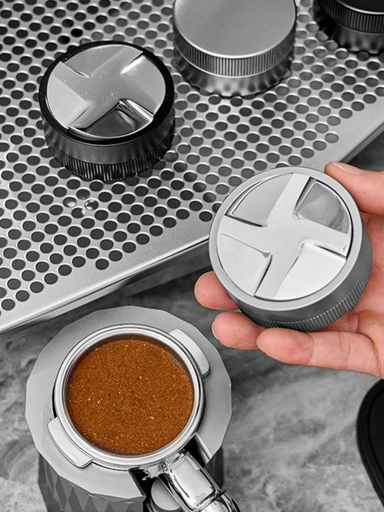 咖啡自重布粉器 自動調節高度不鏽鋼壓粉器 51535835mm黑色灰色