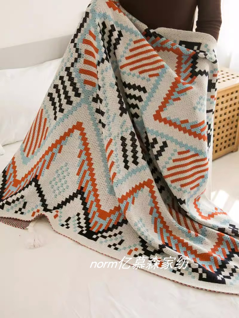 波西米亞風民族風針織流蘇床尾毯