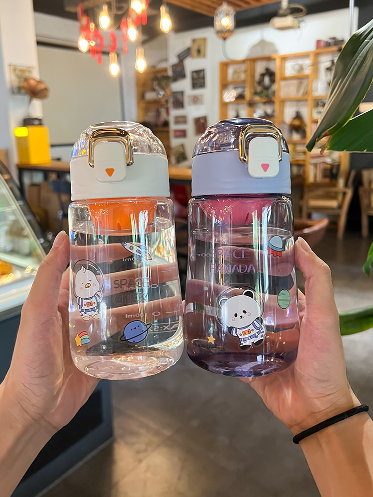 韓式萌趣卡通兒童水杯 直飲口帶刻度可拆卸 適用於戶外 日常
