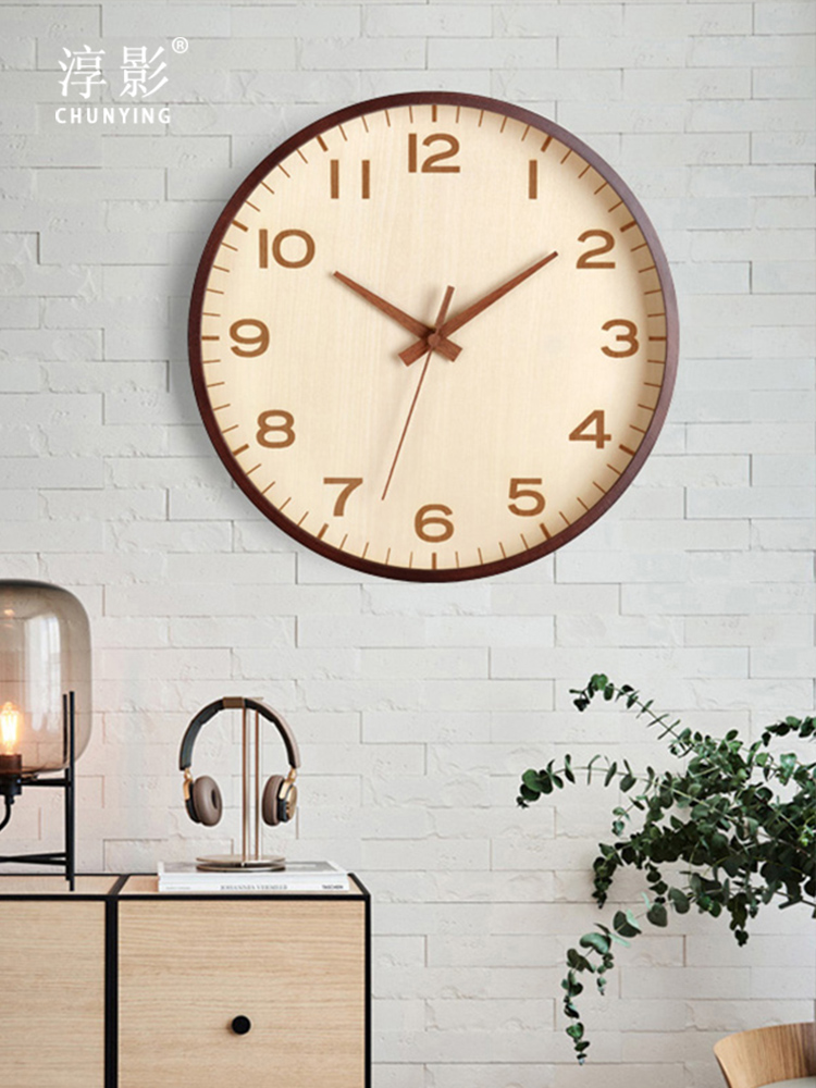簡約現代大氣時鐘木質掛鐘客廳家用時尚鐘錶