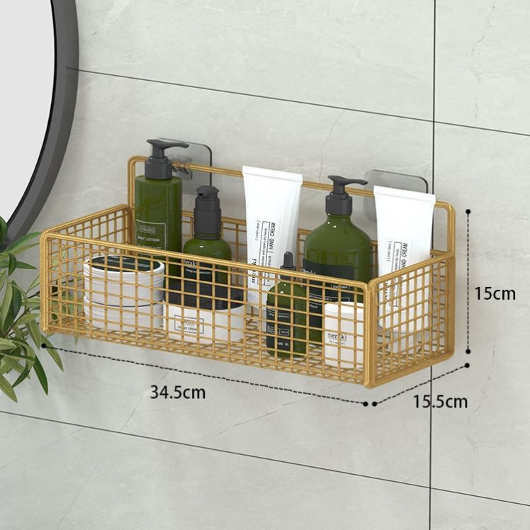 簡約鐵質免打孔置物架單層浴室置物架掛鉤牆上洗漱架