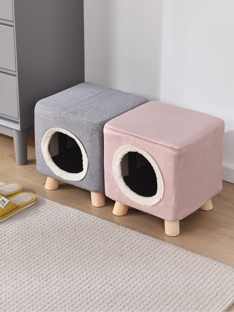 簡約時尚實木多功能貓窩凳子人貓共用四季通用封閉式設計提供貓咪安全隱蔽的休息空間