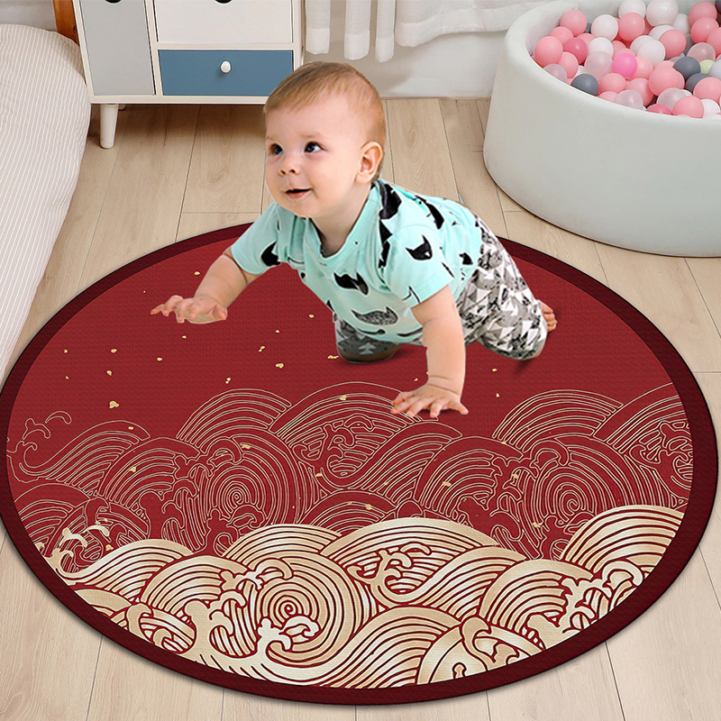 中國風圓形抓周地毯寶寶一週歲生日禮臥室客廳電腦椅墊