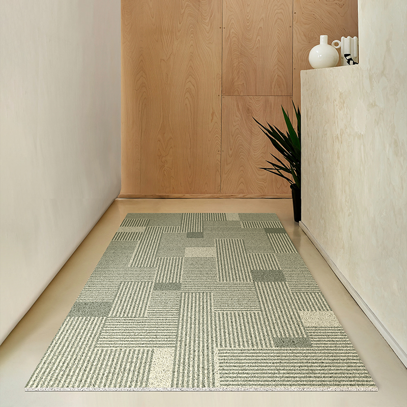 簡約現代玄關地墊 幾何圖案防滑腳踏墊絲圈 可裁剪地毯