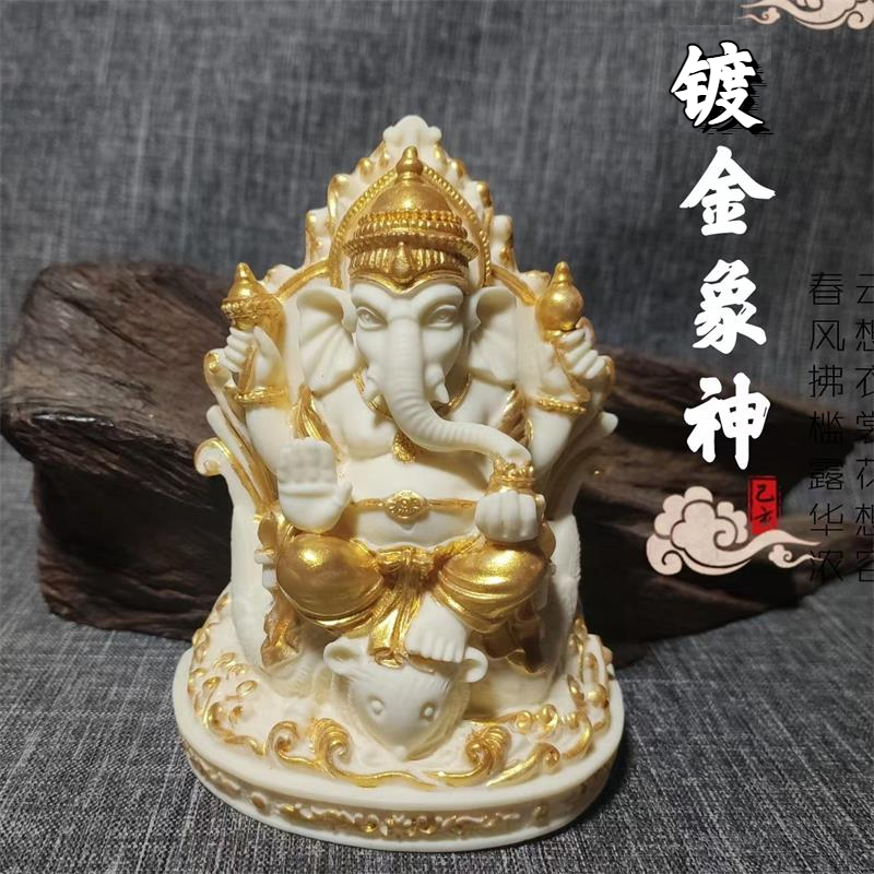 東南亞風情象神擺件客廳玄關泰國裝飾象頭財神象牙果佛像