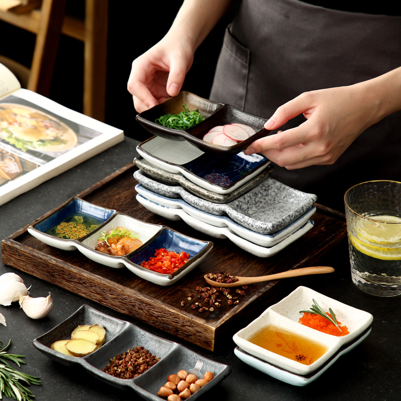 日式風格復古釉下彩陶瓷辣椒醬碟商用大眾適用
