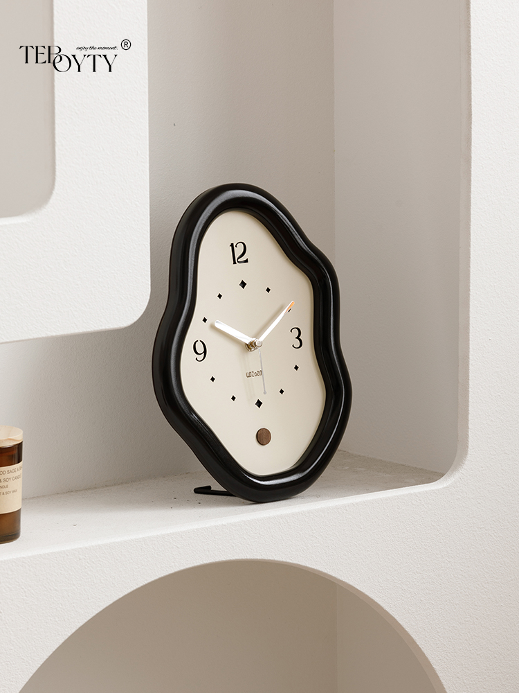 ins風木質復古侘寂客廳創意時鐘裝飾品