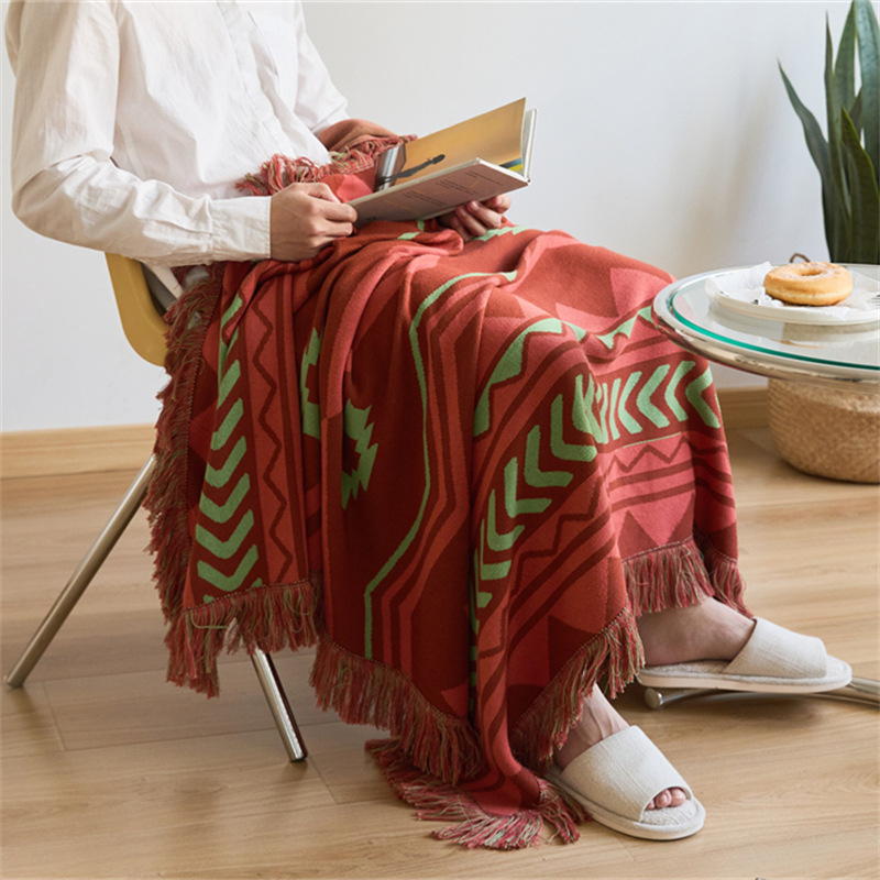 輕奢幾何圖案針織毯子 安瑞莎 沙發毯抱枕套 空調毯四季通用 (2.7折)