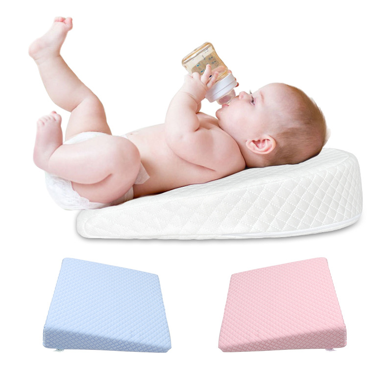 嬰兒防吐奶斜坡枕 半圓大方形枕芯 滌棉材質 透氣舒適