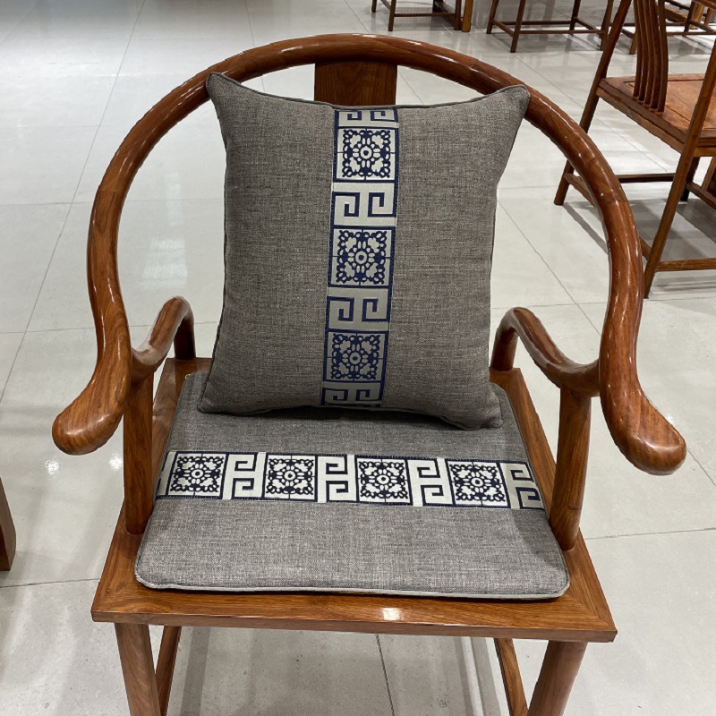 新中式麻布拼花邊方凳坐墊居家辦公餐椅皆適用