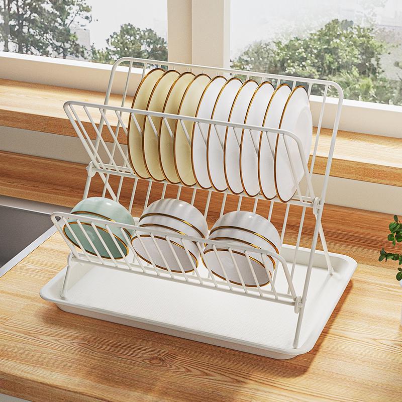 現代簡約風格 金屬摺疊瀝水角架 碗盤置物架 置物層架