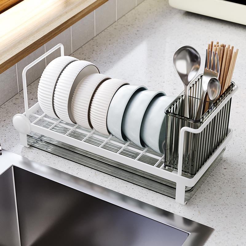 廚房置物架簡約現代免打孔兩層金屬分類收納架放洗晾碗筷餐具碗碟架子