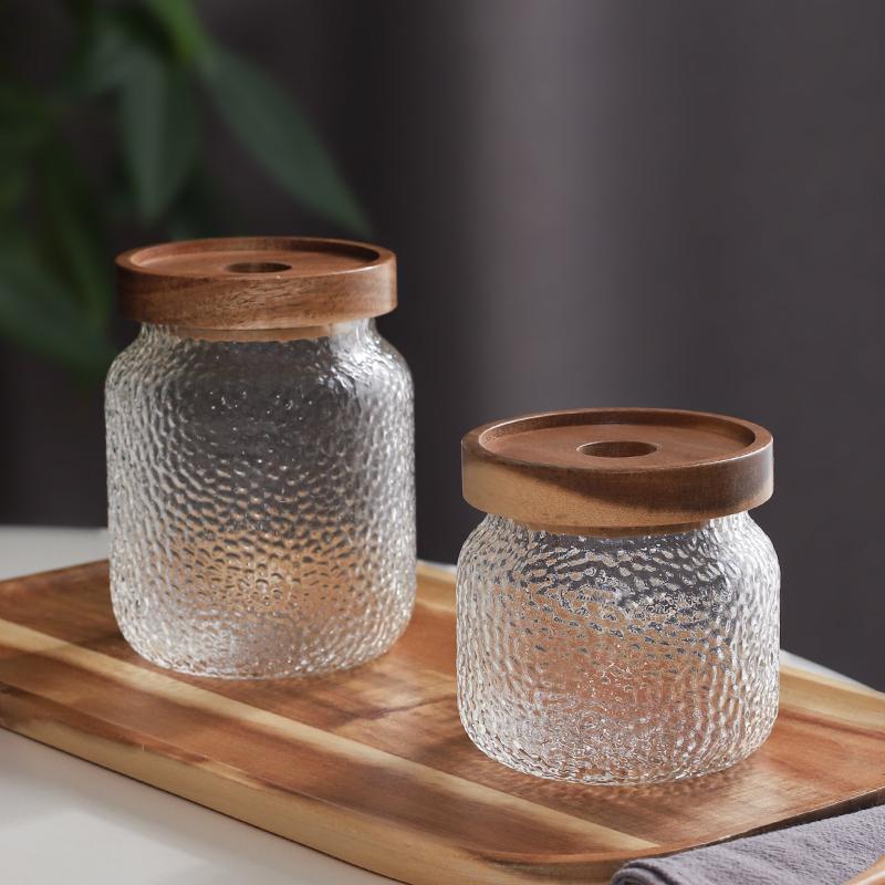 日式復古透明玻璃密封罐 儲存雜糧花茶乾果咖啡茶葉罐