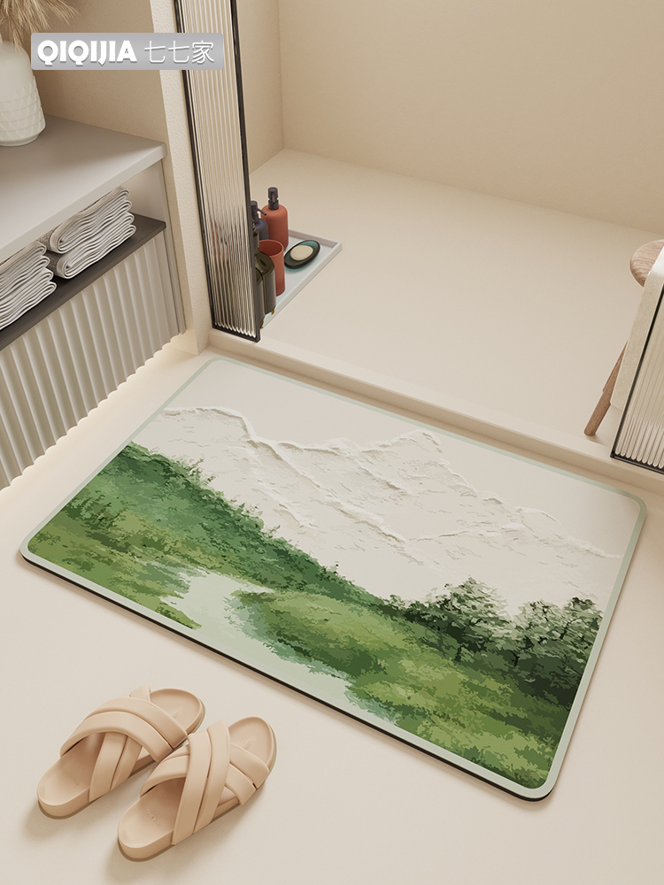 珪藻土吸水地墊速乾防滑浴室門口衛浴腳墊簡約現代風格