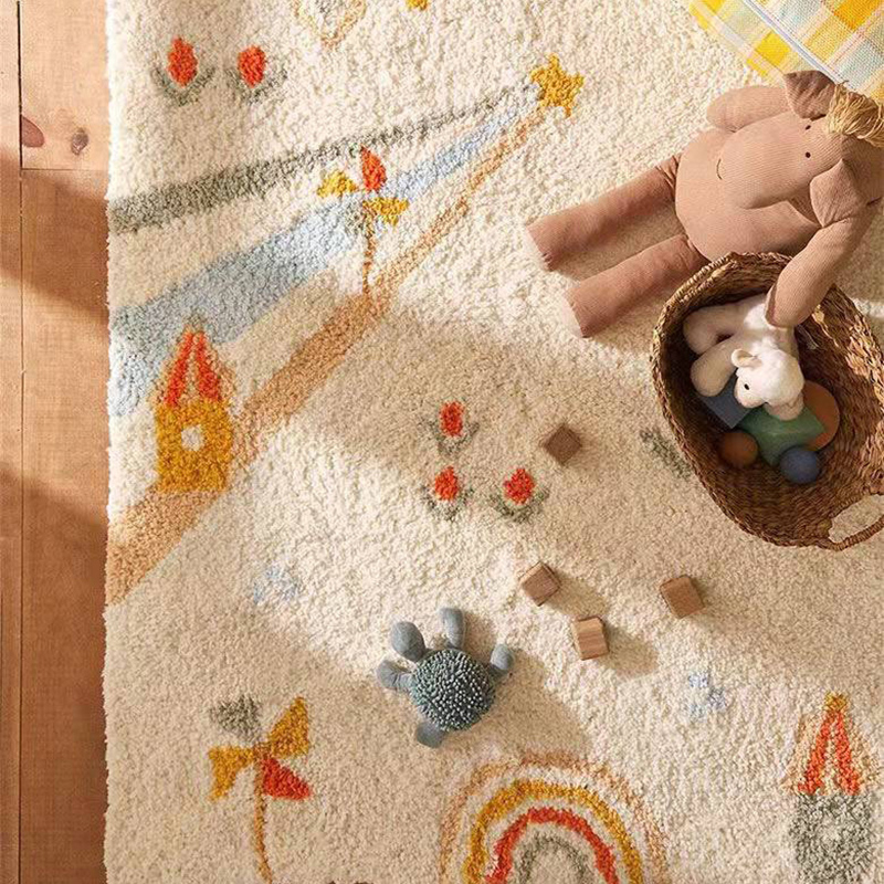 簡約卡通地毯 防滑兒童爬行墊 臥室床邊客廳榻榻米