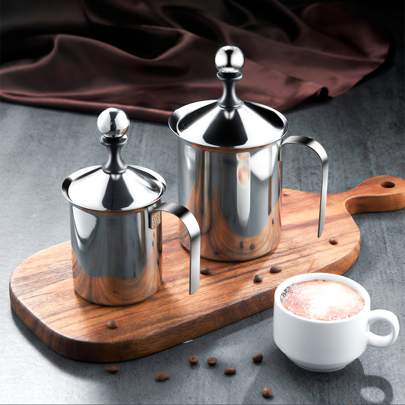 奶泡手動雙層濾網400ml不鏽鋼 打奶泡工具製作咖啡奶茶 (8.3折)