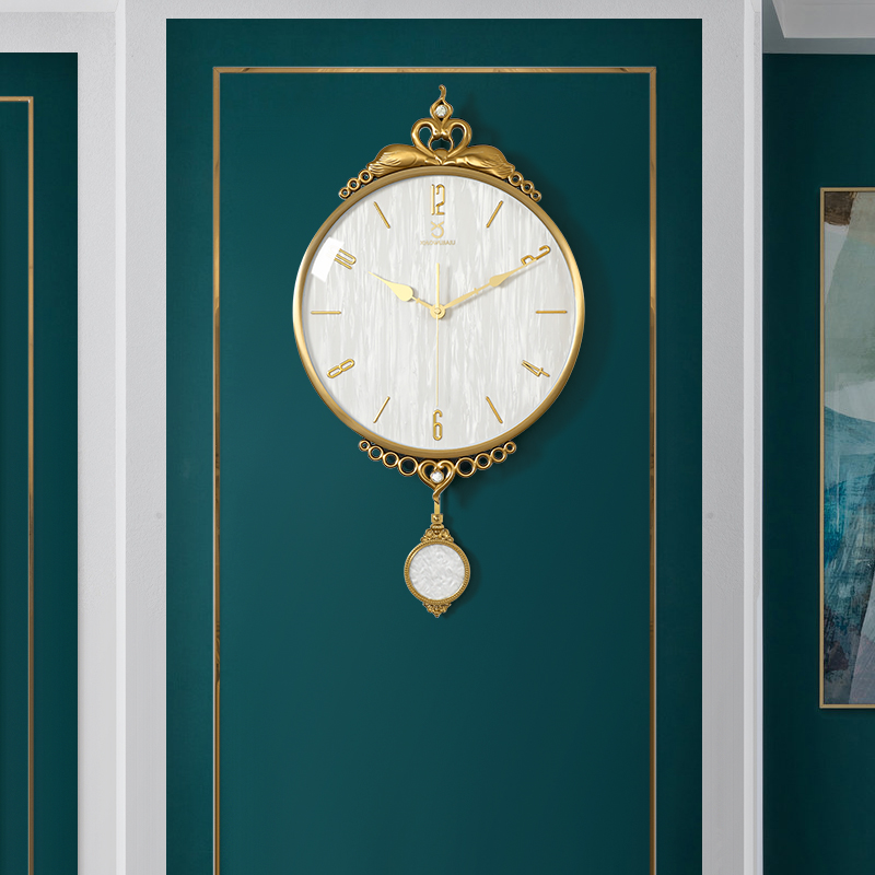 客廳簡約風掛鐘 時尚輕奢風 免打孔裝飾掛錶