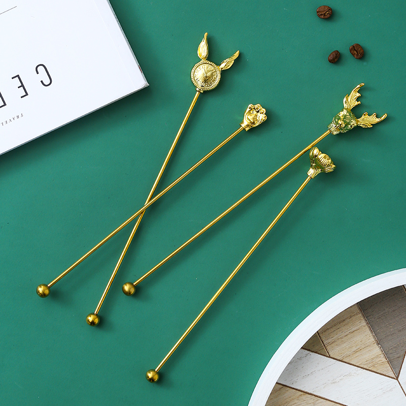 輕奢韓式金色咖啡勺 居家星巴創意設計咖啡攪拌棒 (8.3折)