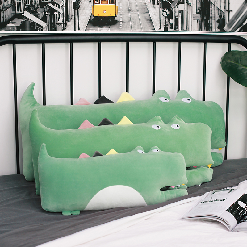 卡通造型大靠背沙發抱枕綠色粉色鱷魚可愛臥室枕頭