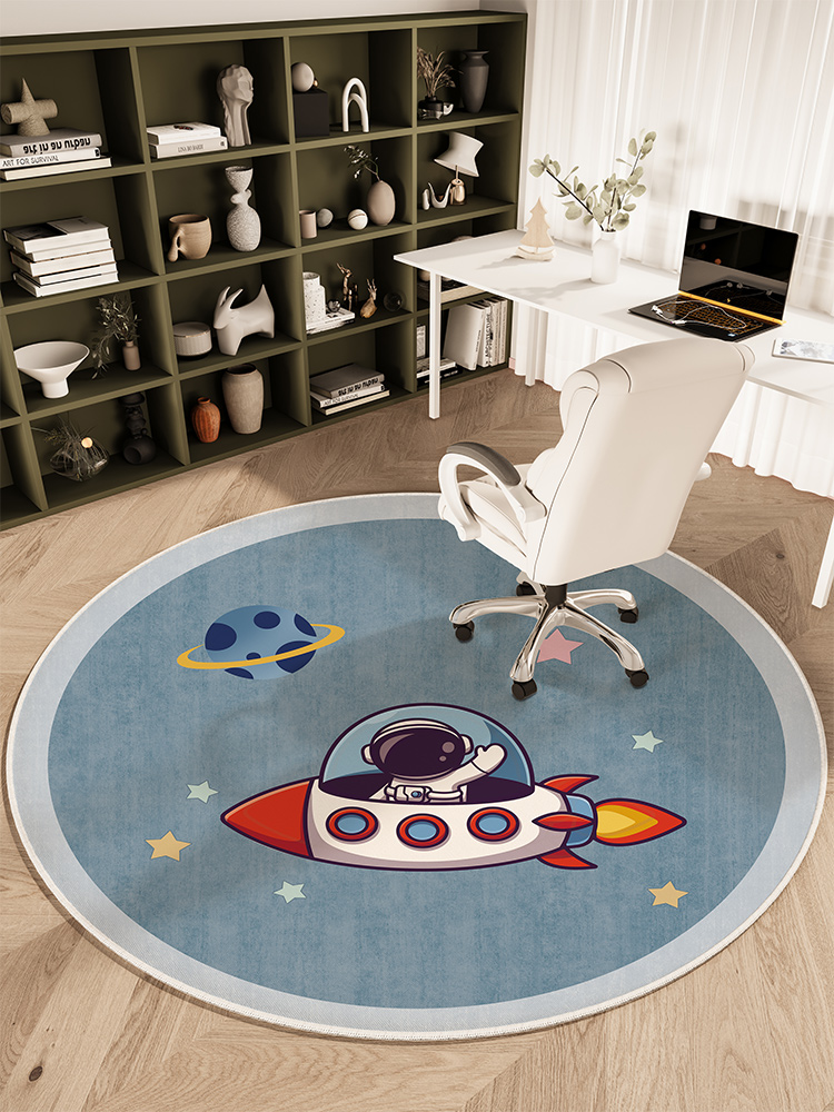 卡通地毯家用書桌電腦椅地墊兒童房學習閱讀區轉椅防滑墊圓形 (1.4折)
