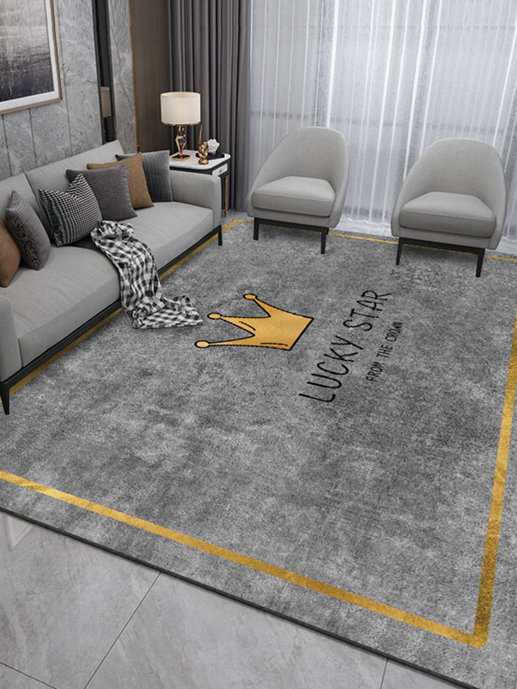 臥室客廳輕奢現代簡約地毯ins風幾何圖案皇冠沙發地毯
