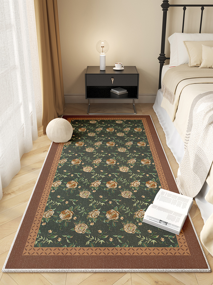 美式復古風地毯採用混紡材質柔軟舒適適合臥室客廳等空間使用
