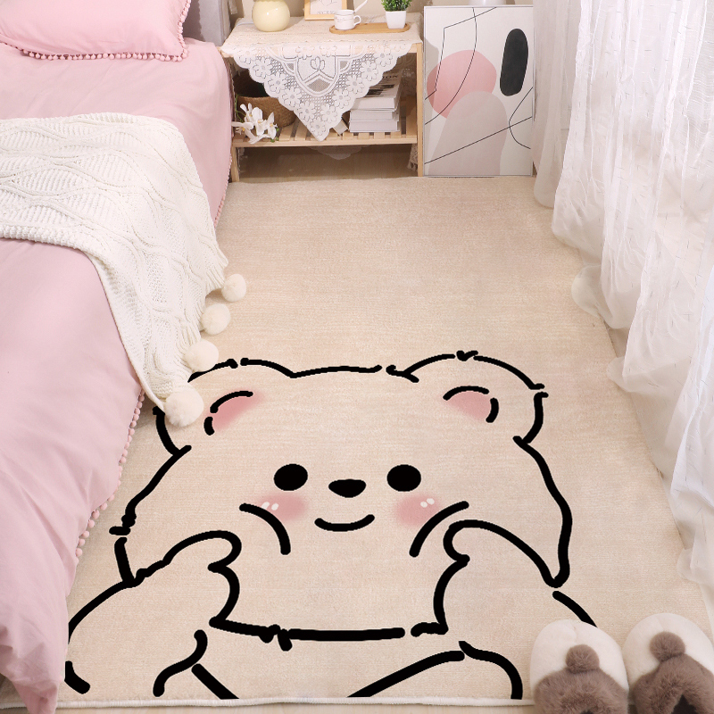 柔軟溫馨少女卡通地毯床邊毯可坐可睡打造高級舒適臥室空間
