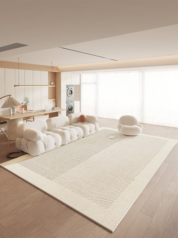奶油風客廳地毯 免打理茶几墊 高級輕奢沙發床邊臥室地墊