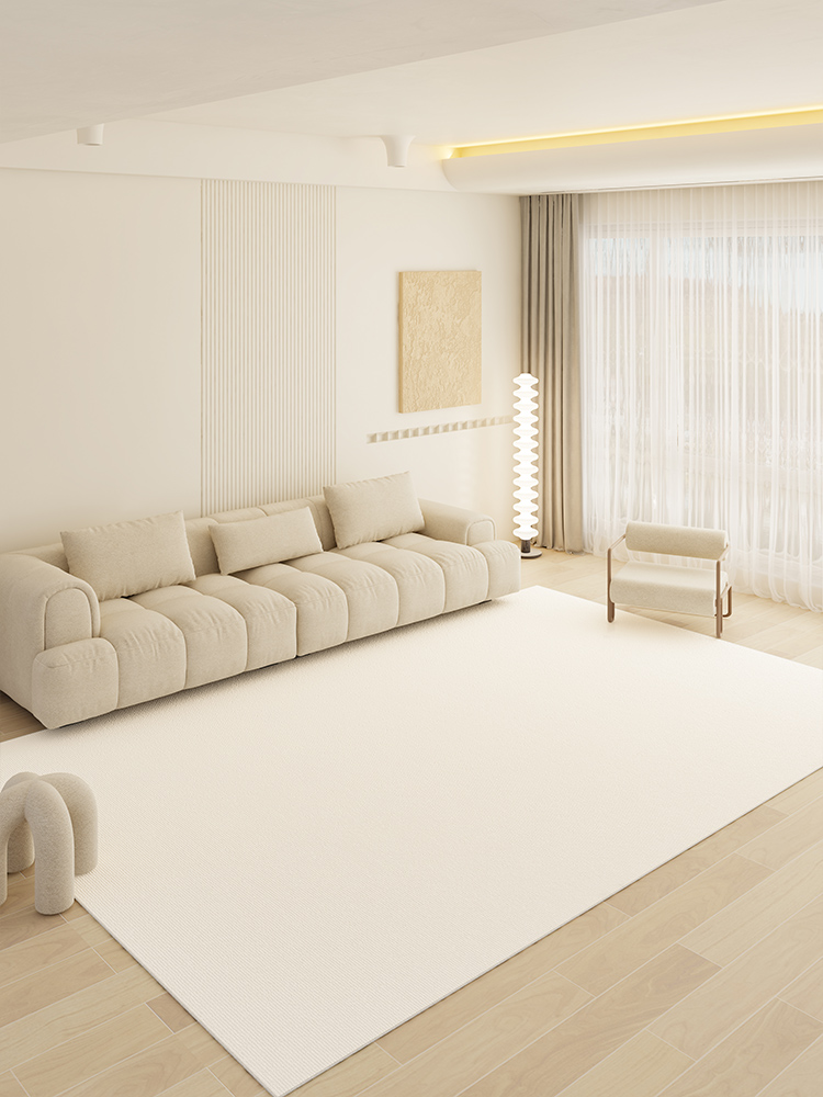 奶油風純色地毯適用客廳茶几沙發簡約家居多種尺寸款式可選