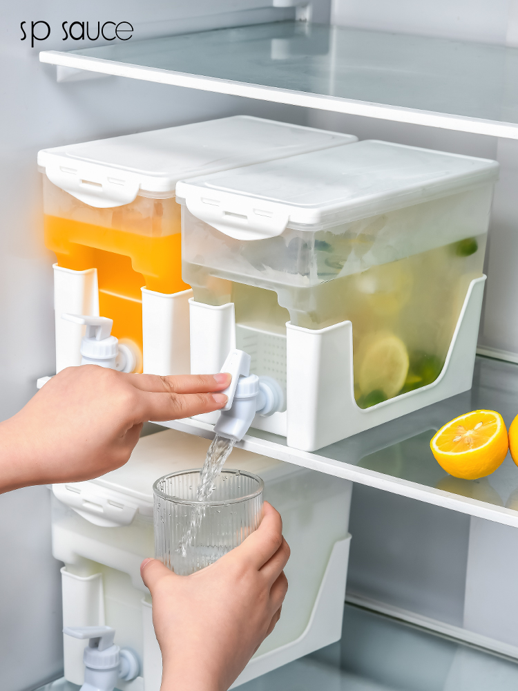 日式風塑料冷水壺 帶龍頭冰箱家用冰水飲料桶水果茶耐高溫涼水壺