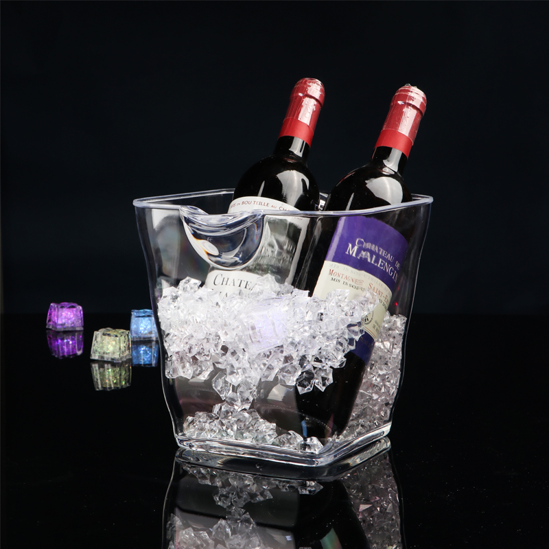 方形塑料冰桶 透明 螺紋香檳桶 酒吧紅酒桶