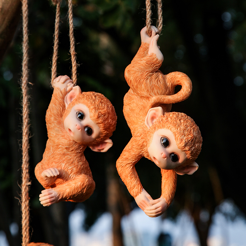 仿真小猴子掛件 田園動物吊飾 庭院陽臺裝飾 創意吊件