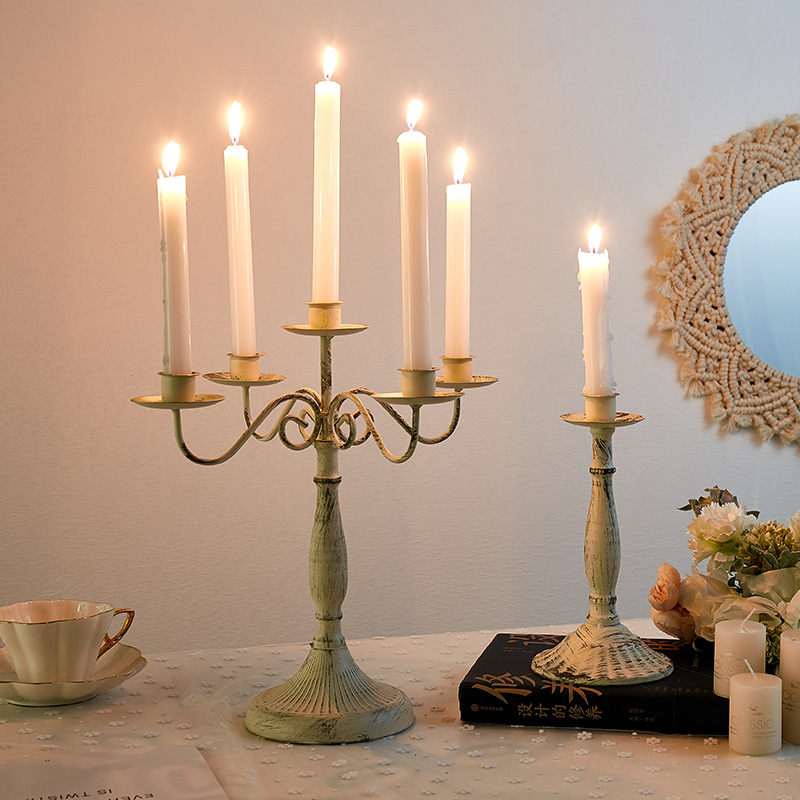 歐式復古鐵藝燭臺浪漫婚慶擺件燭光晚餐蠟燭託