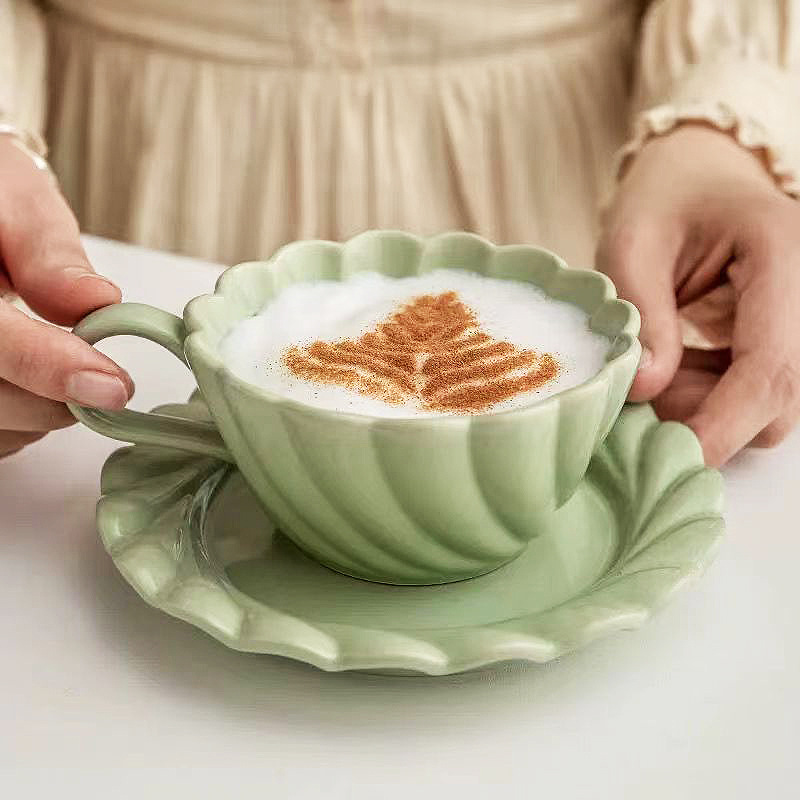 日式風格陶瓷咖啡杯 酪梨色奶油色可選 簡約輕奢家用辦公餐廳杯具 (8.3折)