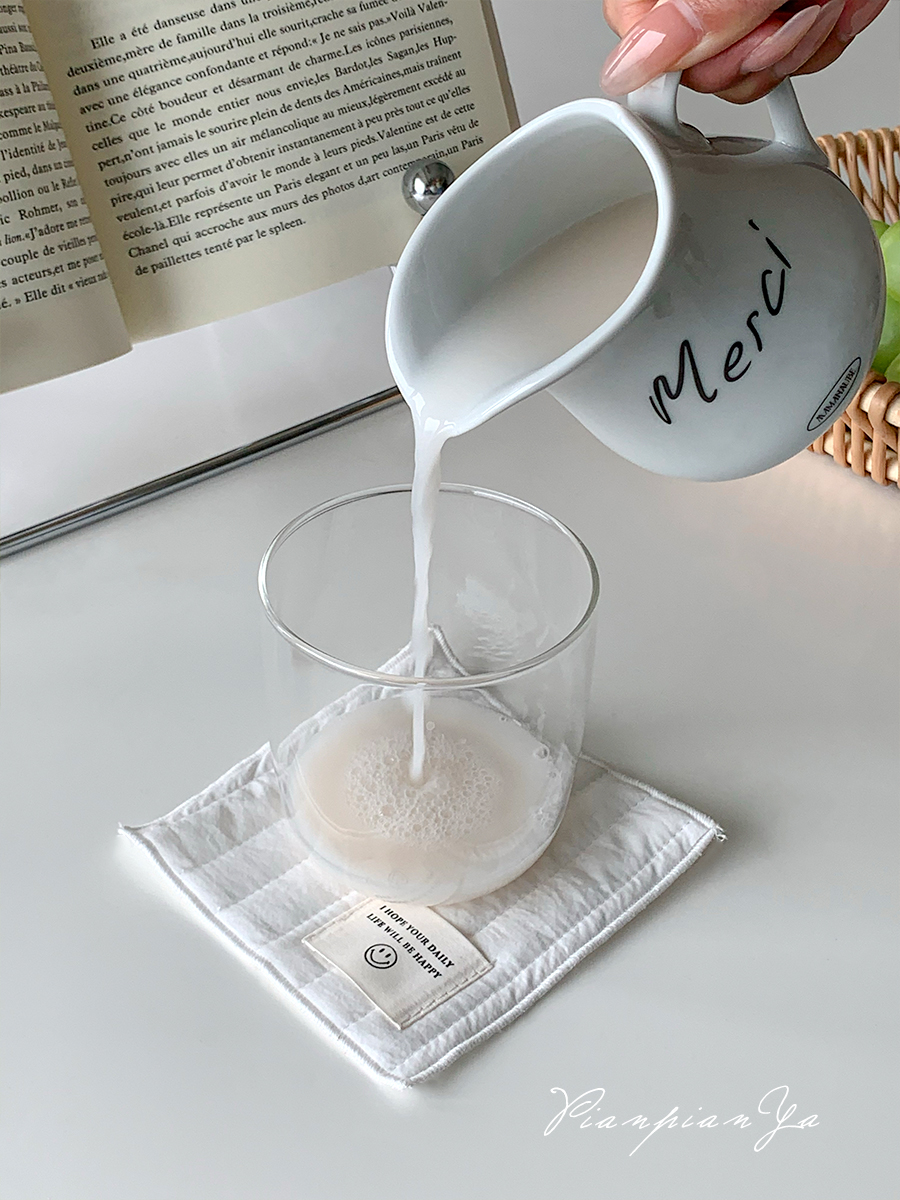 法式復古陶瓷奶壺 merci陶瓷奶罐 濃縮咖啡杯牛奶杯