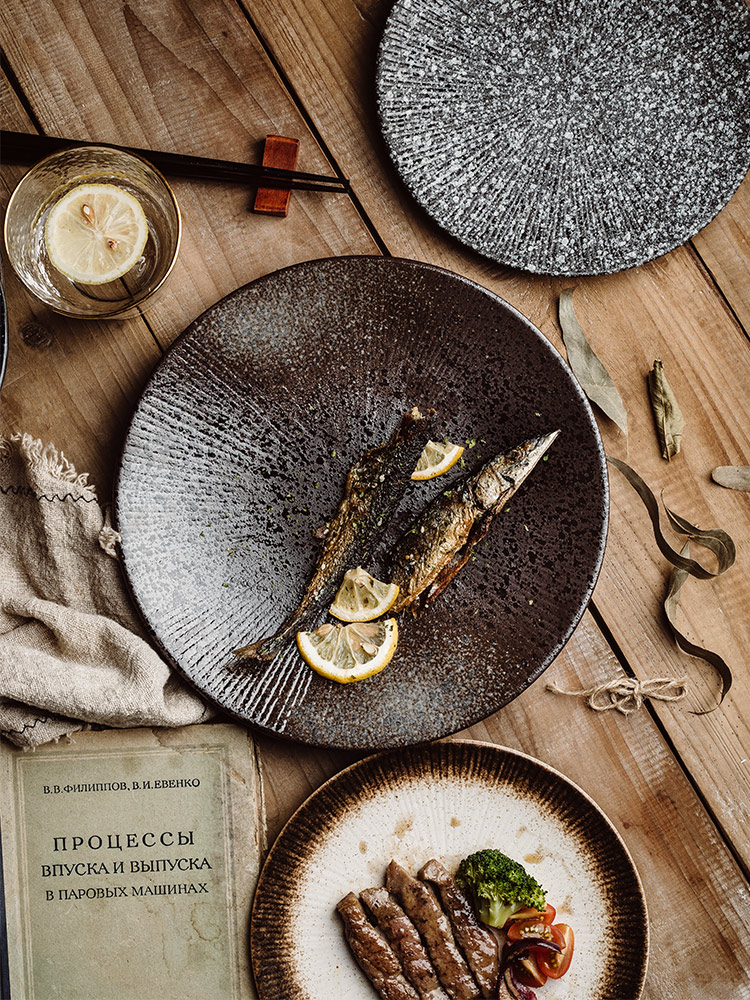 日式陶瓷風格磨砂質感西餐盤可盛裝義大利麵牛排水果適閤家庭餐廳