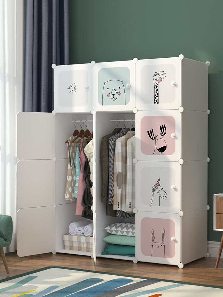 臥室租房收納掛衣櫥 簡易衣櫃組裝塑料家用布衣櫥
