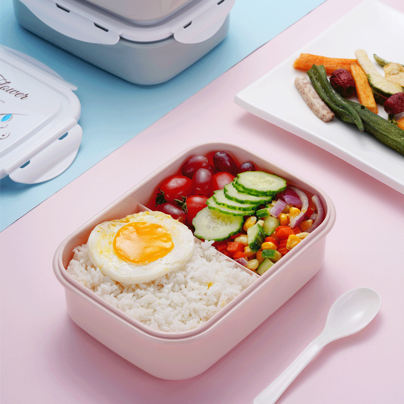韓式馬卡龍色塑料微波爐便當盒三格分隔學生加熱餐盒 (8.3折)