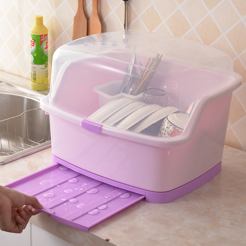 塑料大號瀝水碗架加蓋收納餐具置物碗筷整理箱